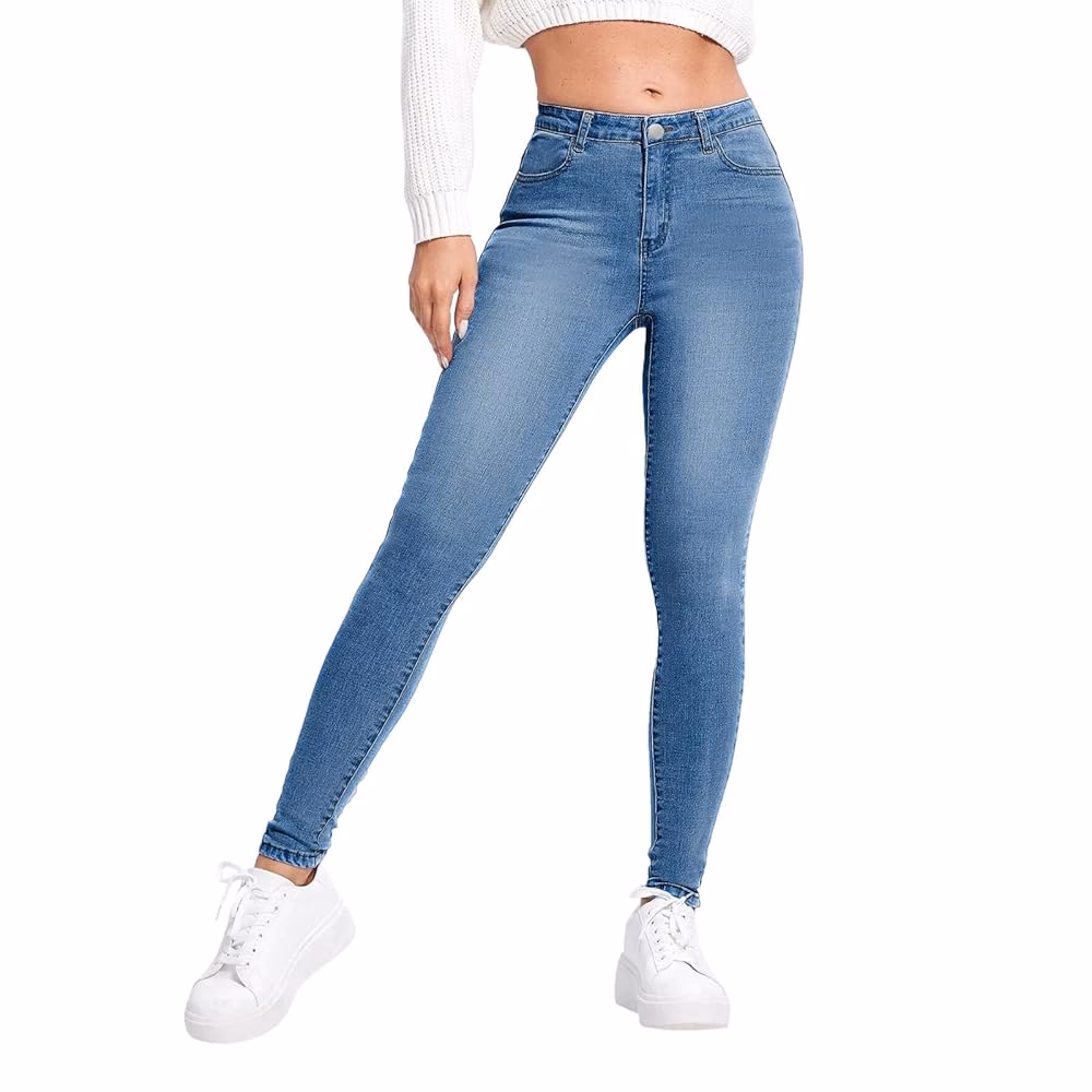 Where can I Buy blue high-waisted jeans?