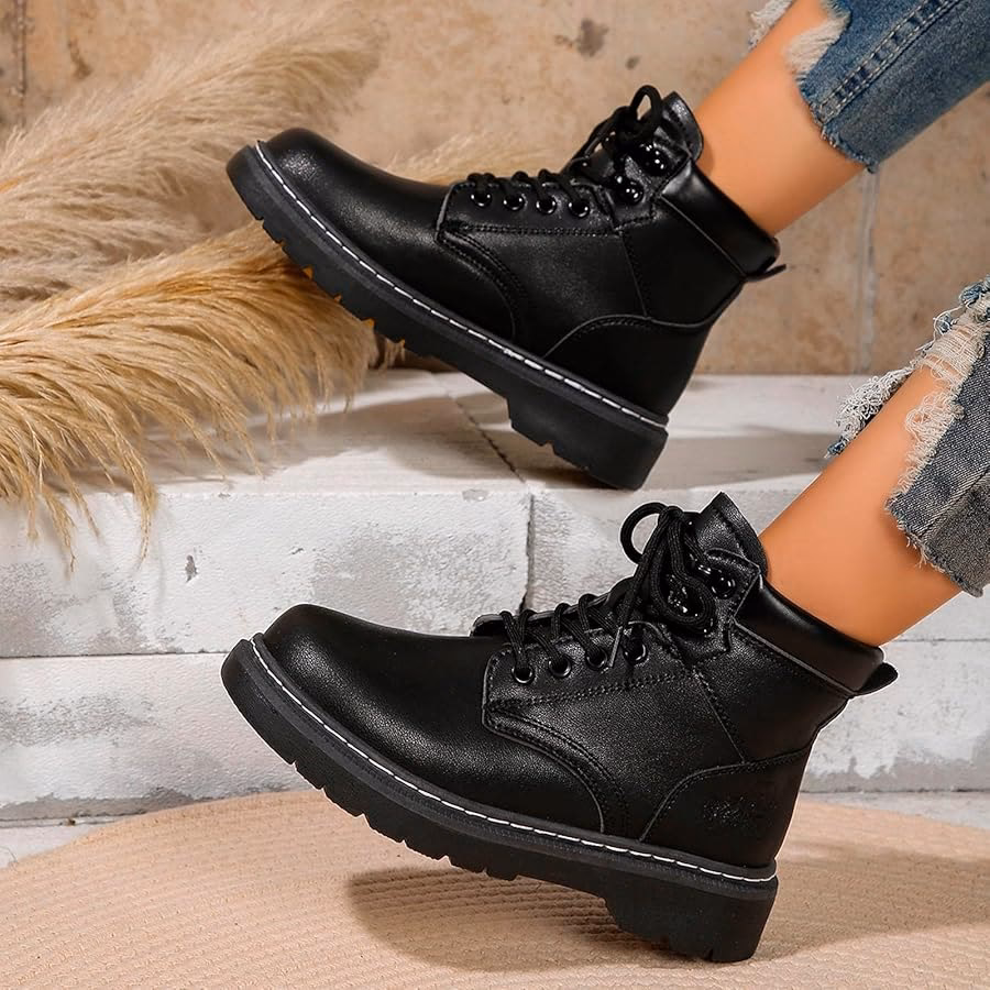 What are some popular black leather boots?