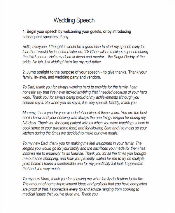 What do you say in a wedding speech?