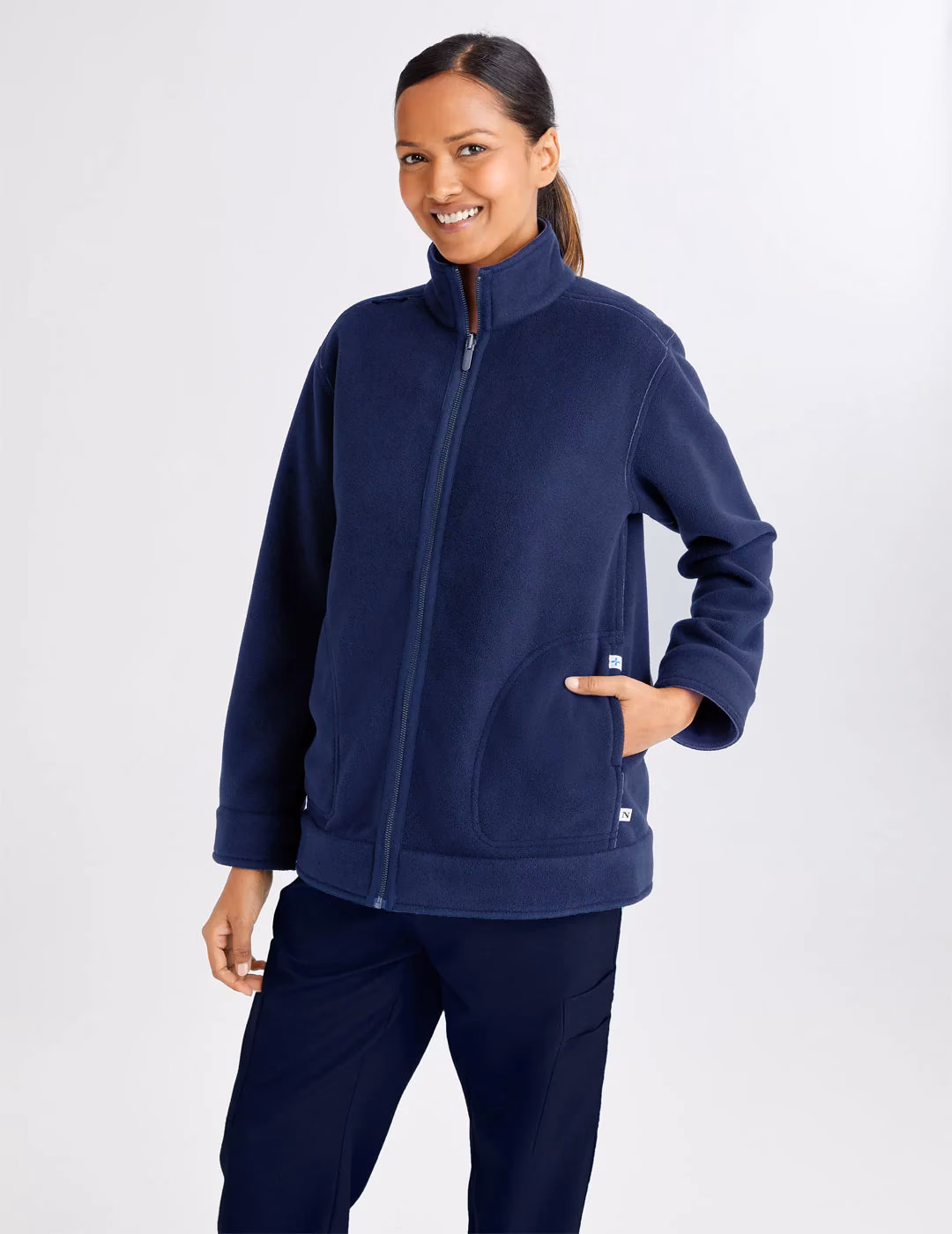 What is a women's fleece jacket made of?